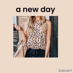 A New Day Leopard Print Sleeveless Top - Tan/Black Size XXL NWOT